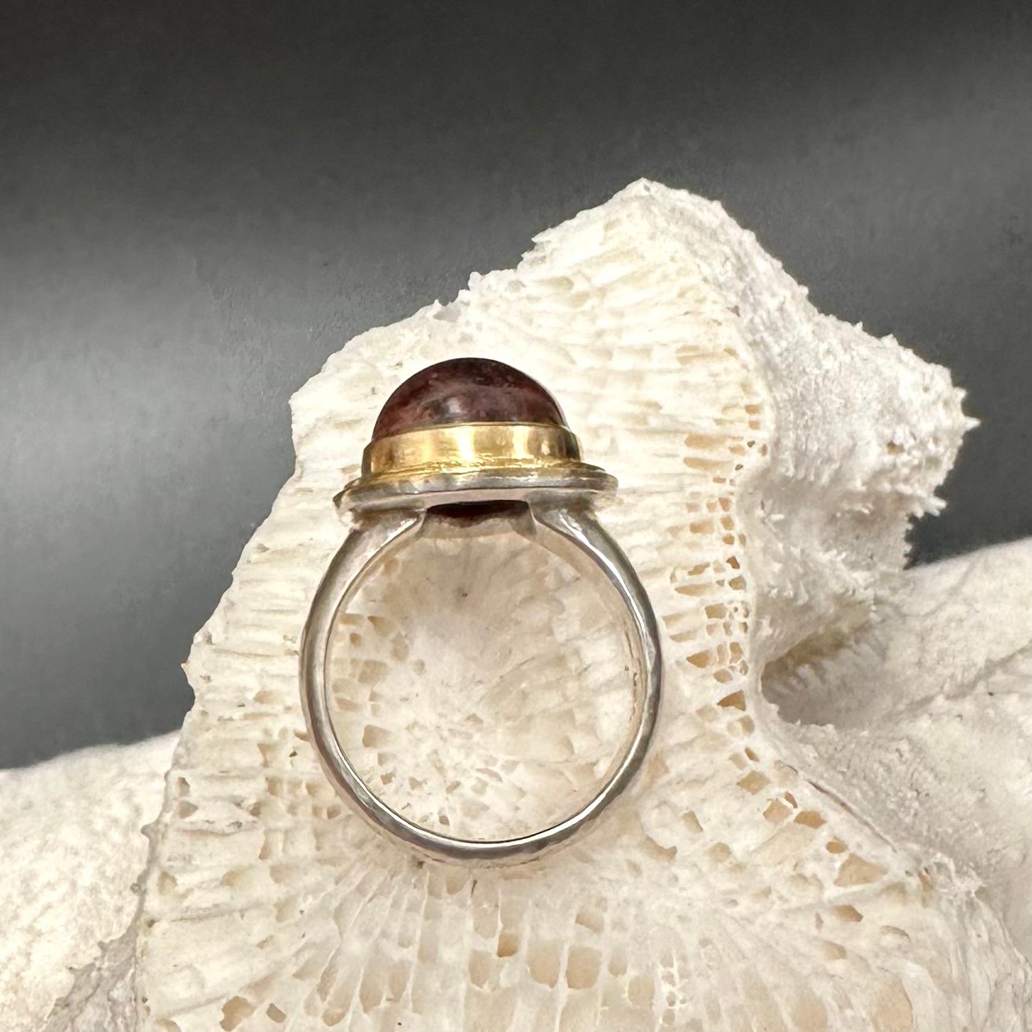 Steven Battelle Anello con tormalina rosa da 14,4 carati in oro Sterling/18K in vendita 6