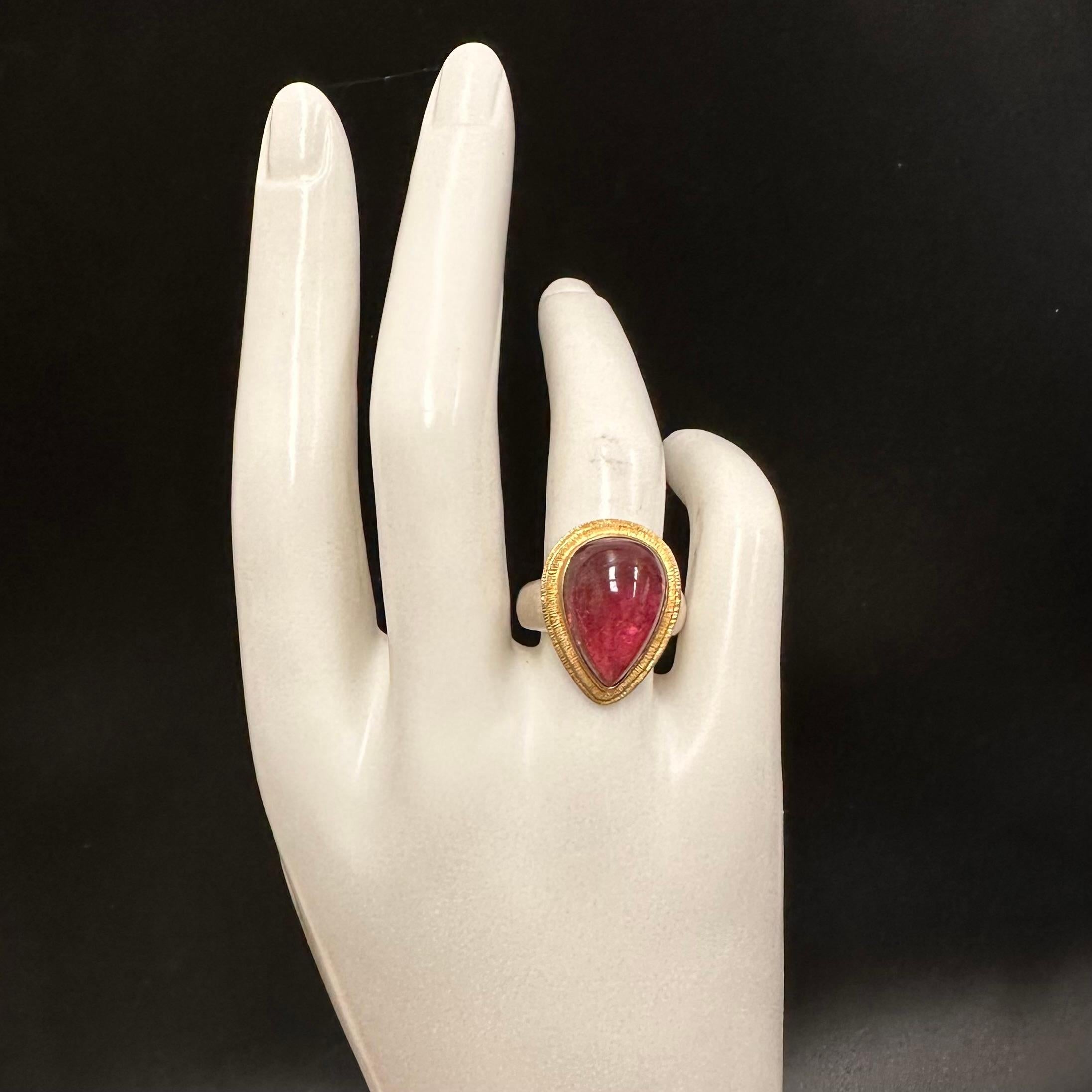 Steven Battelle Anello con tormalina rosa da 14,4 carati in oro Sterling/18K in vendita 10