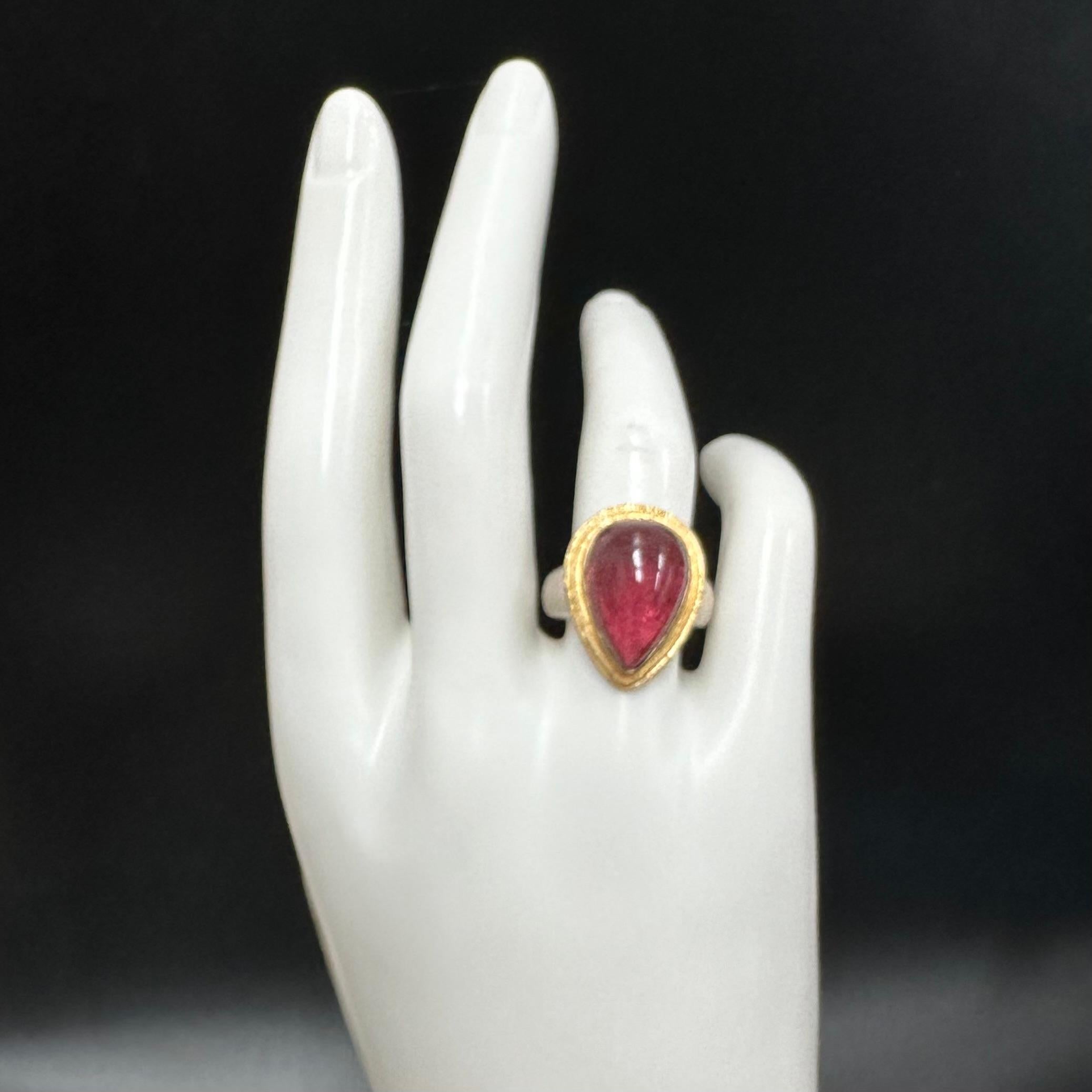 Steven Battelle Anello con tormalina rosa da 14,4 carati in oro Sterling/18K in vendita 11
