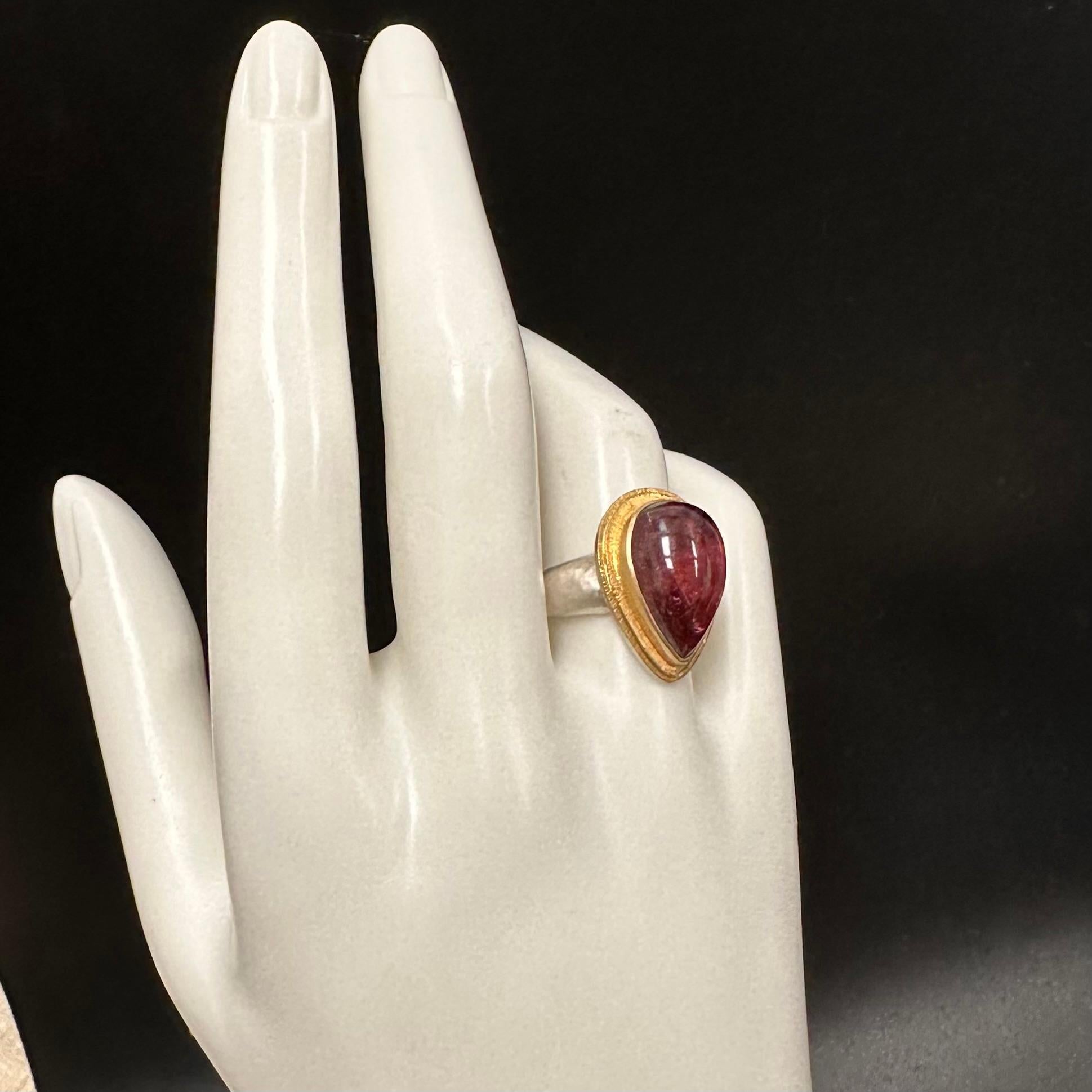 Steven Battelle Anello con tormalina rosa da 14,4 carati in oro Sterling/18K in vendita 12