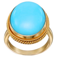 Steven Battelle 14.5 Carats Sleeping Beauty Turquoise 18K Gold Ring