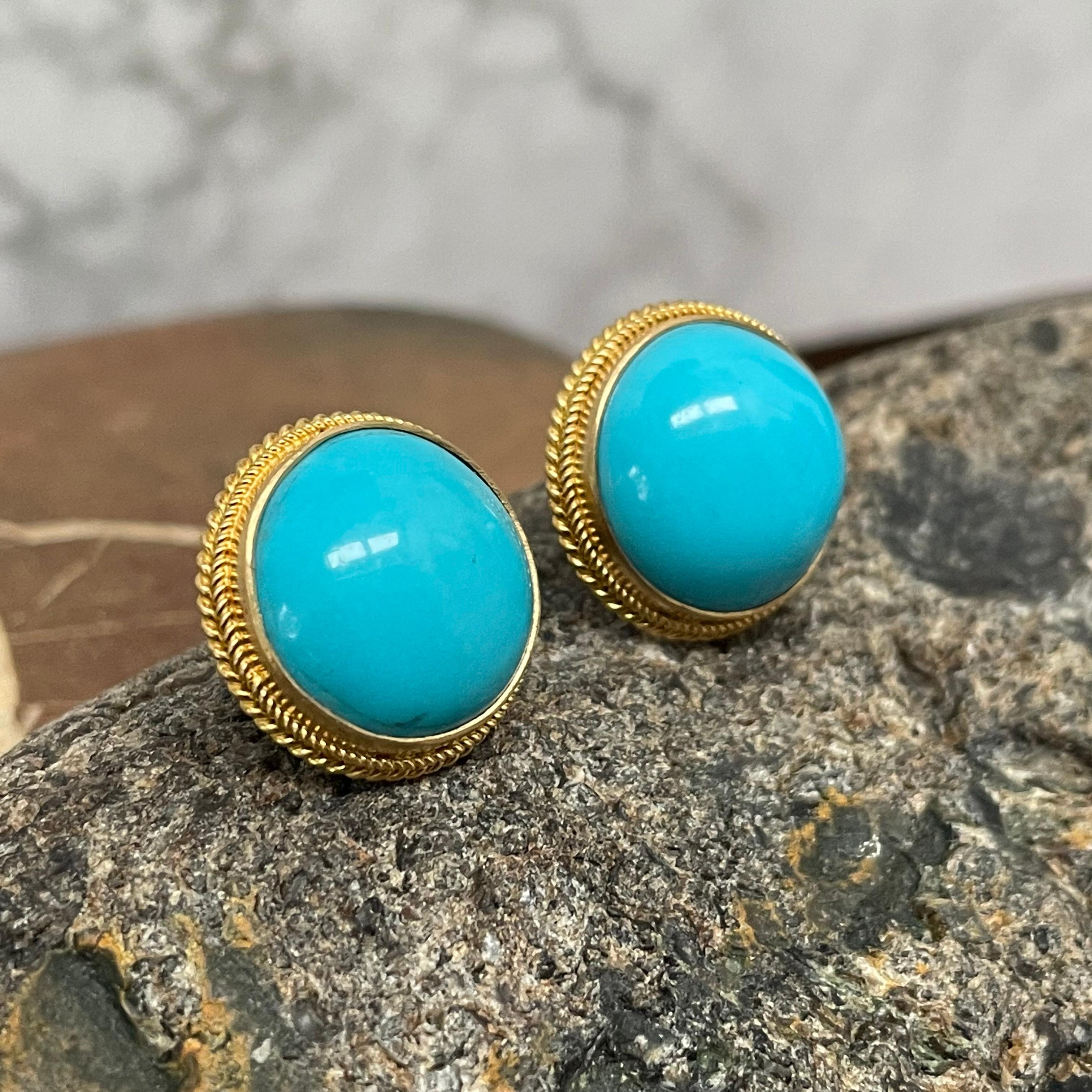 turquoise 18k gold earrings