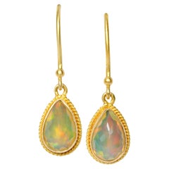 Steven Battelle 1.5 Carats Ethiopian Opal 18K Gołd Wire Earrings