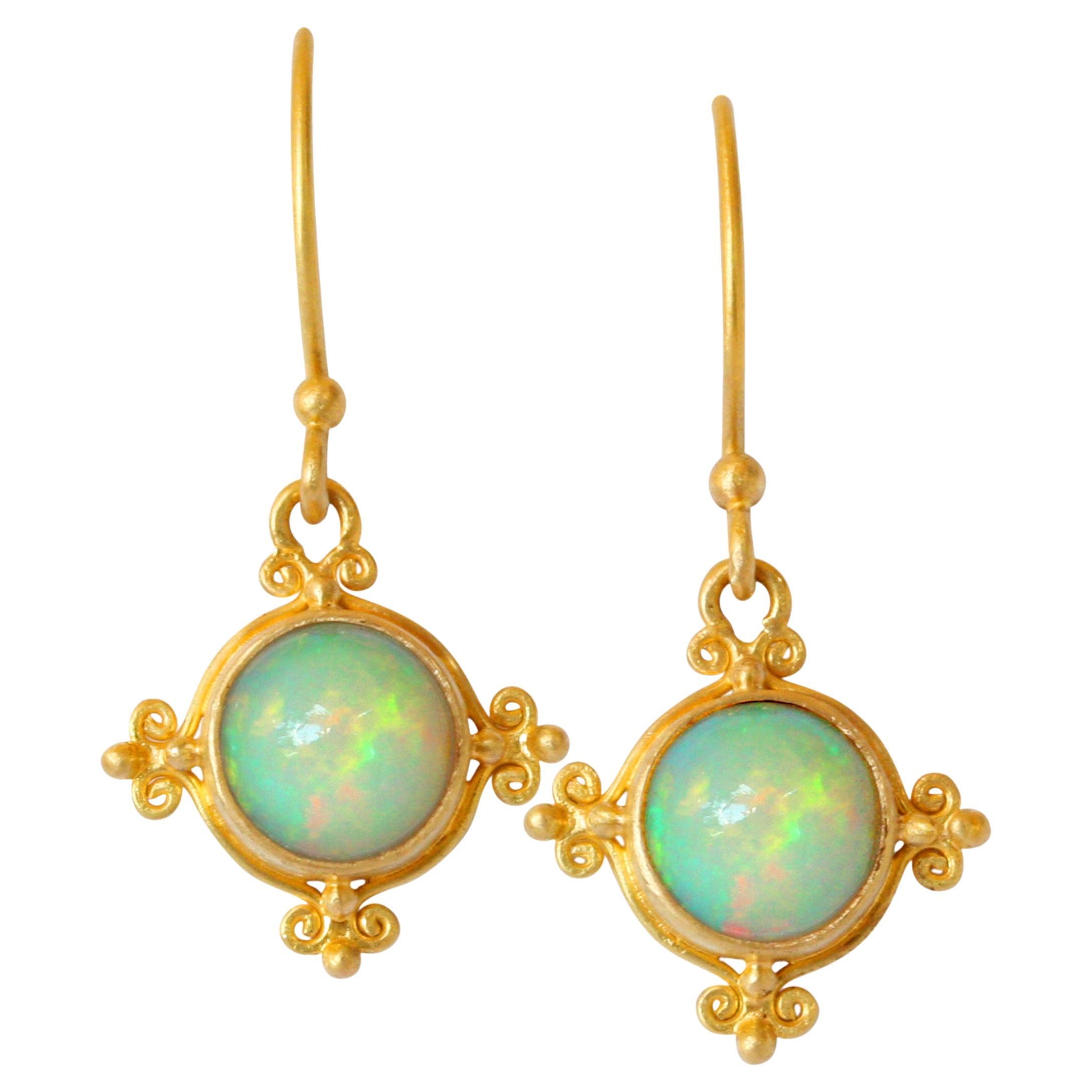 Natural Ethiopian Opal Beaded Earrings | Gold Filled Handmade Dangle | Gift For Her