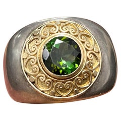 1,5 Karat grüner Turmalin Silber/18K Gold Ring von Steven Battelle