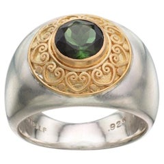 Steven Battelle 1.5 Carats Green Tourmaline Silver/18K Gold Ring