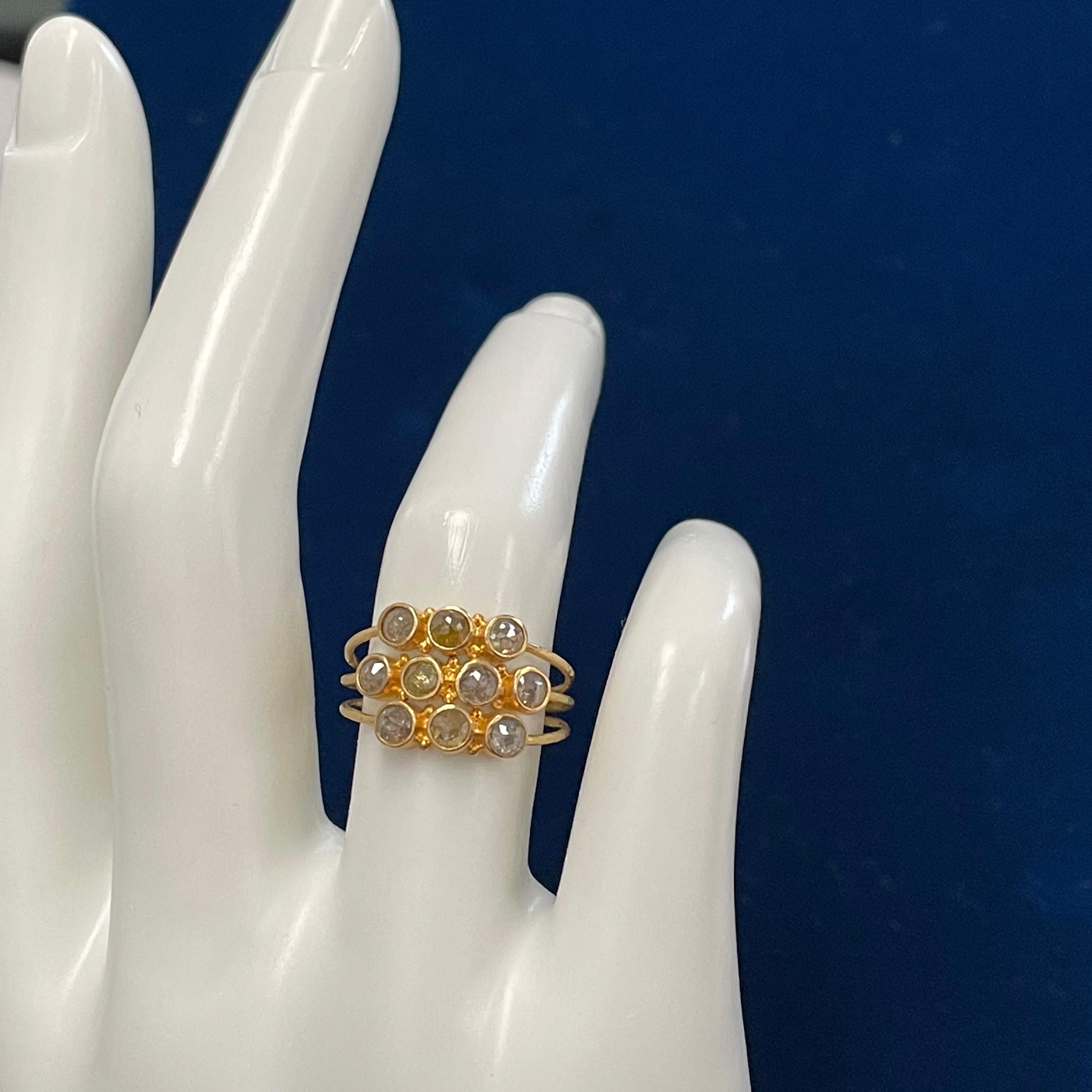 For Sale:  Steven Battelle 1.5 Carats Multi-Stone Natural Diamonds 18K Ring 6