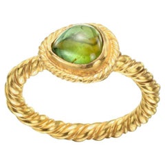 Steven Battelle 1.6 Carats Cabochon Green Tourmaline 22K Gold Ring