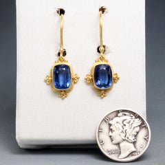 Steven Battelle 1.6 Carats Kyanite 18K Gold Wire Earrings