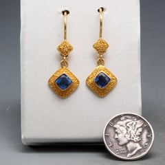 Steven Battelle 1.6 Carats Kyanite 22K Gold Wire Earrings