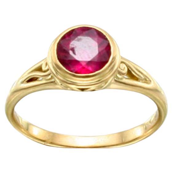 Steven Battelle 1.6 Carats Round Faceted Pink Tourmaline 18K Gold Ring For Sale