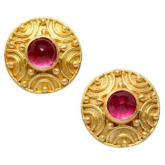 Steven Battelle 1.6 Carats Ruby 18K Gold Post Earrings