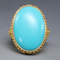 Steven Battelle 16.0 Carats Sleeping Beauty Turquoise 18K Gold Ring