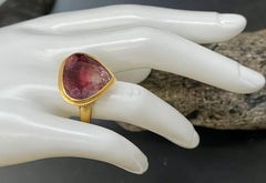 Steven Battelle 16.2 Carats Watermelon Tourmaline 22K Gold Ring