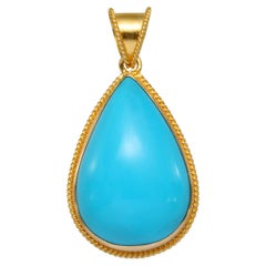 Steven Battelle 16.6 Carats Sleeping Beauty Turquoise 18K Gold Pendant