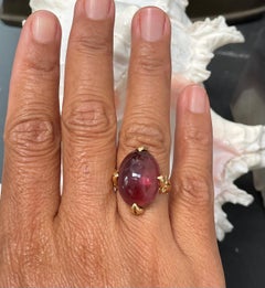 Steven Battelle 16.8 Carat Cabochon Pink Tourmaline 18K Gold Ring
