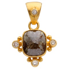 Steven Battelle 1.7 Carats Cushion Diamonds 18K Gold Pendant