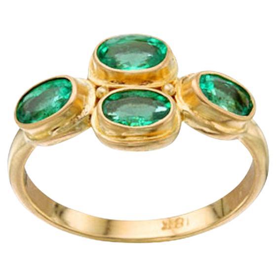 Steven Battelle 1.7 Carats Emeralds 18K Gold Ring For Sale