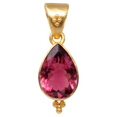 Colgante de oro de 18 quilates con turmalina rosa de Steven Battelle de 1,7 quilates y cadena de 18 pulgadas de 18 quilates