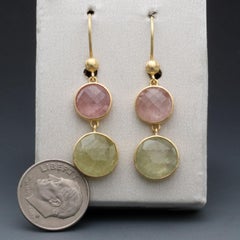 Steven Battelle 17.5 Carats Fancy Sapphire 18K Gold Wire Earrings