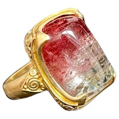 Steven Battelle 17.5 Carats Watermelon Tourmaline 18 K Gold Ring