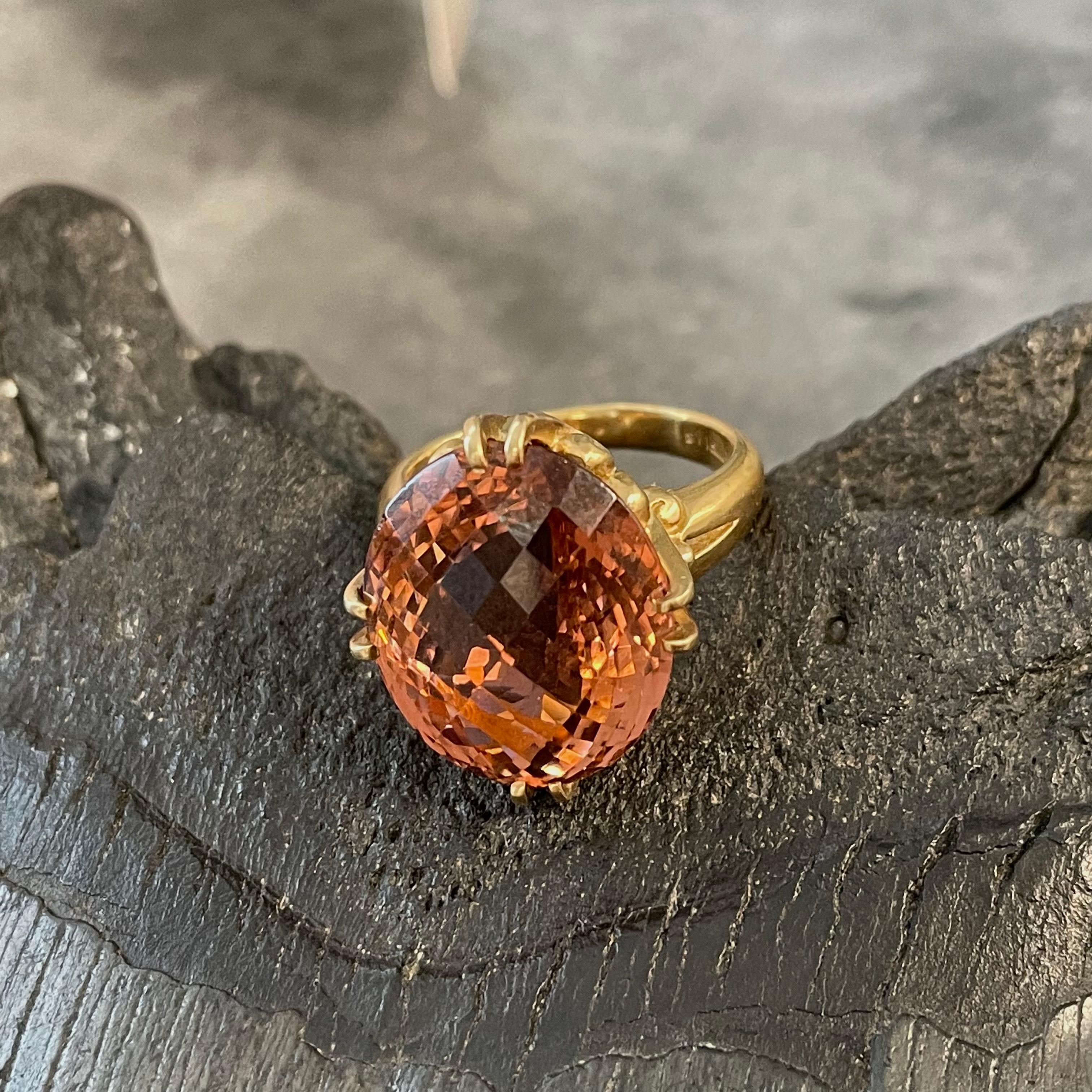 Steven Battelle 17.8 Carats Pink Tourmaline Cocktail Ring 18K Gold 2
