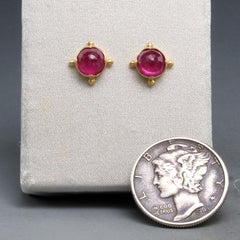 Steven Battelle 1.8 Carats Rose Cut Ruby 18K Gold Post Earrings