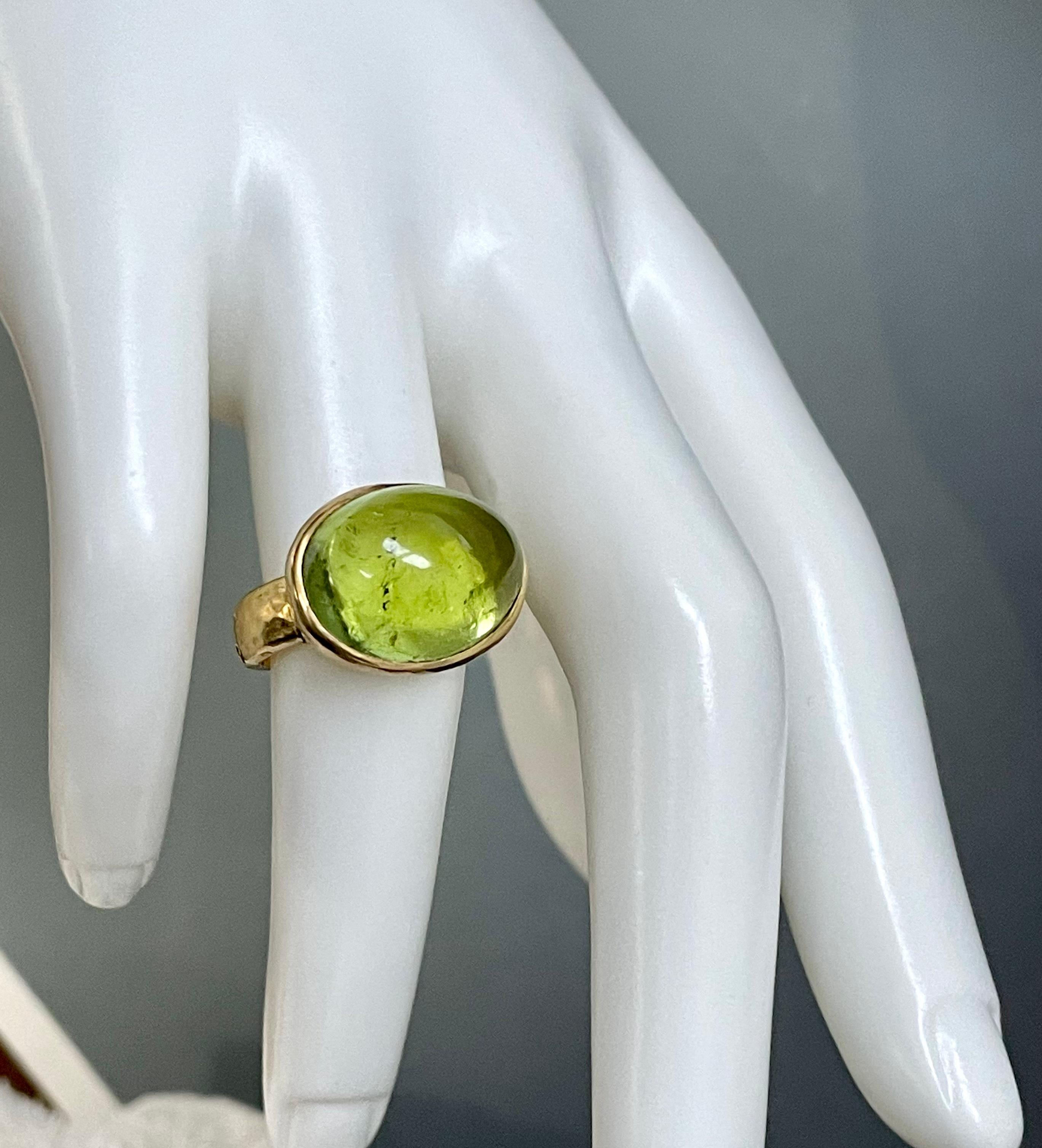 Steven Battelle Bague cocktail en or 18 carats avec tourmaline verte de 18,4 carats en vente 3