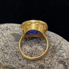 Steven Battelle 18.5 Carat Tanzanite 22K Gold Cocktail Ring