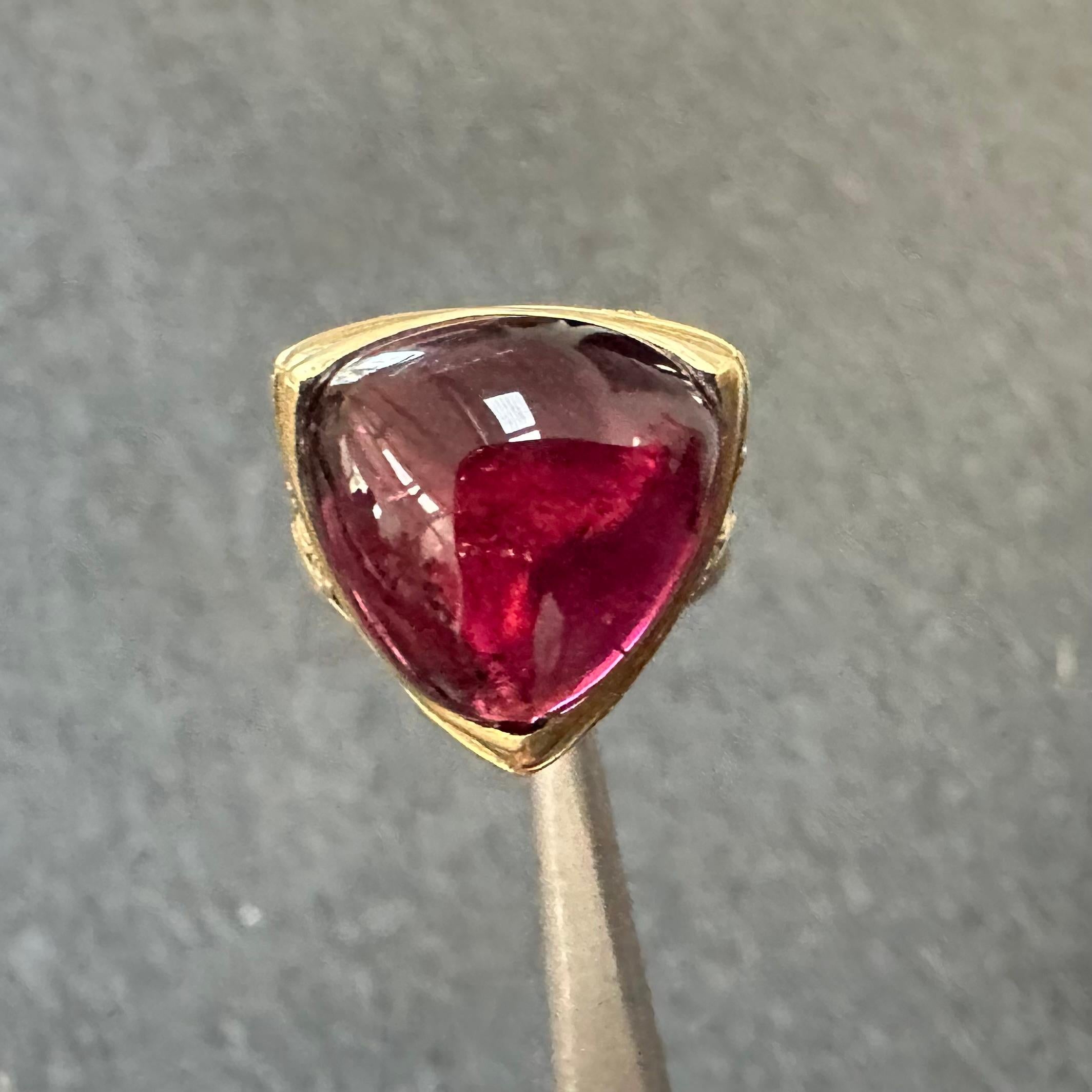 Steven Battelle 18.5 Carats Pink Tourmaline Sterling Silver 18K Gold Ring In New Condition For Sale In Soquel, CA