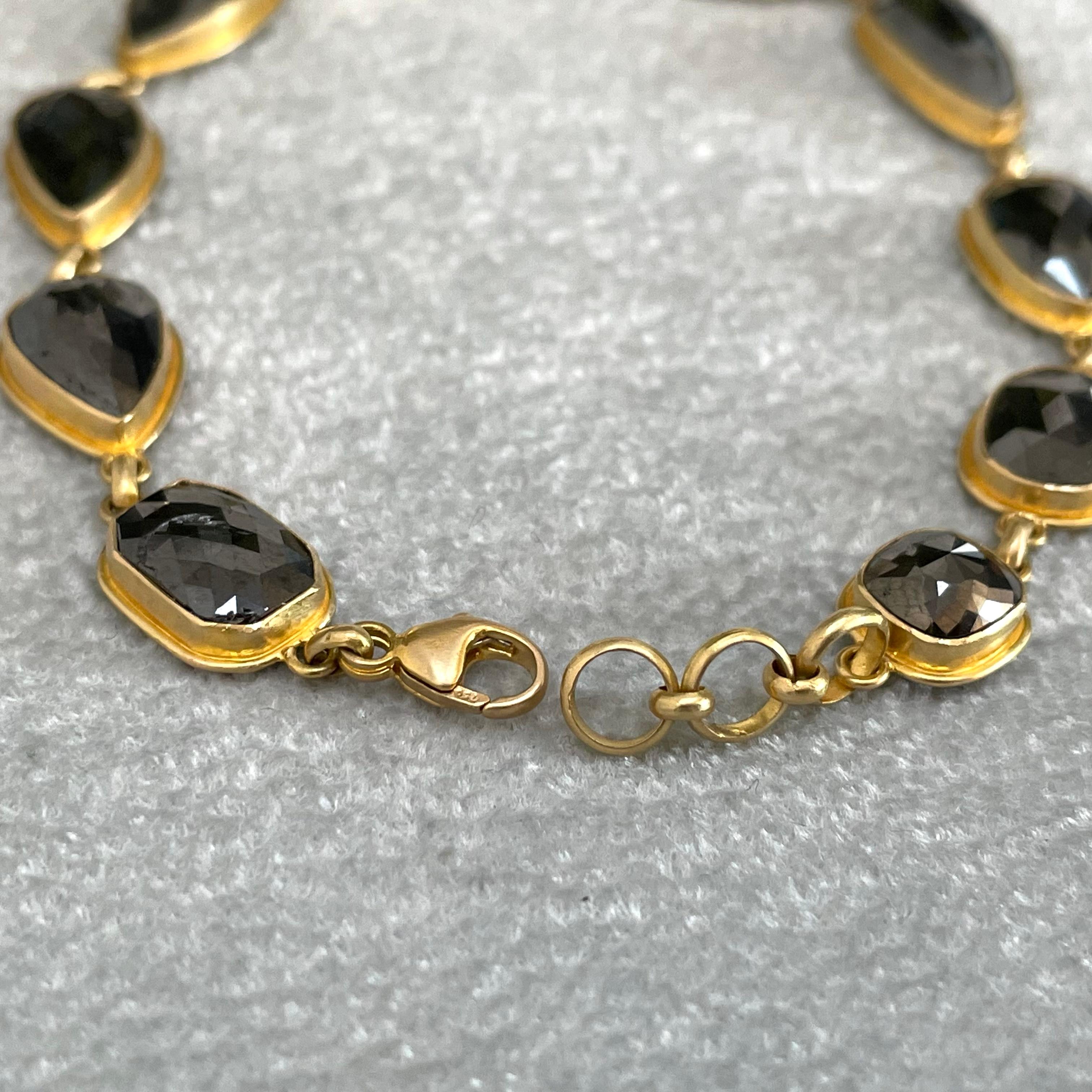 Steven Battelle 18.6 Carats Black Diamond 18K Gold Bracelet For Sale 4