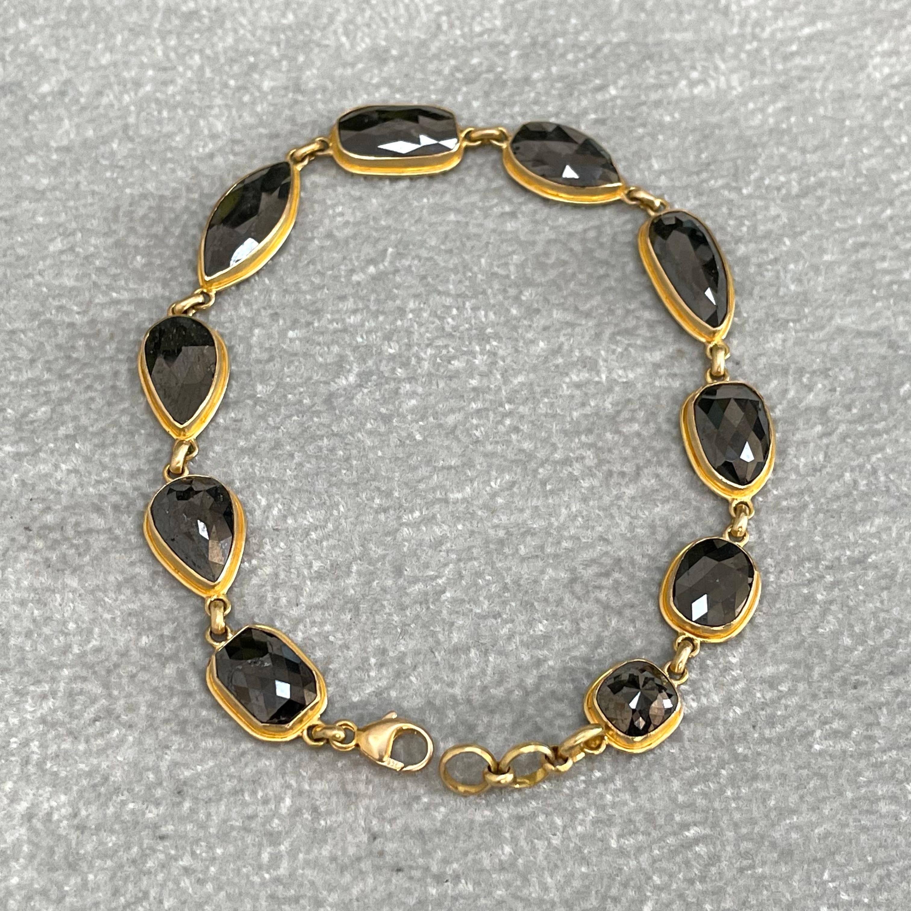 Steven Battelle 18.6 Carats Black Diamond 18K Gold Bracelet For Sale 5