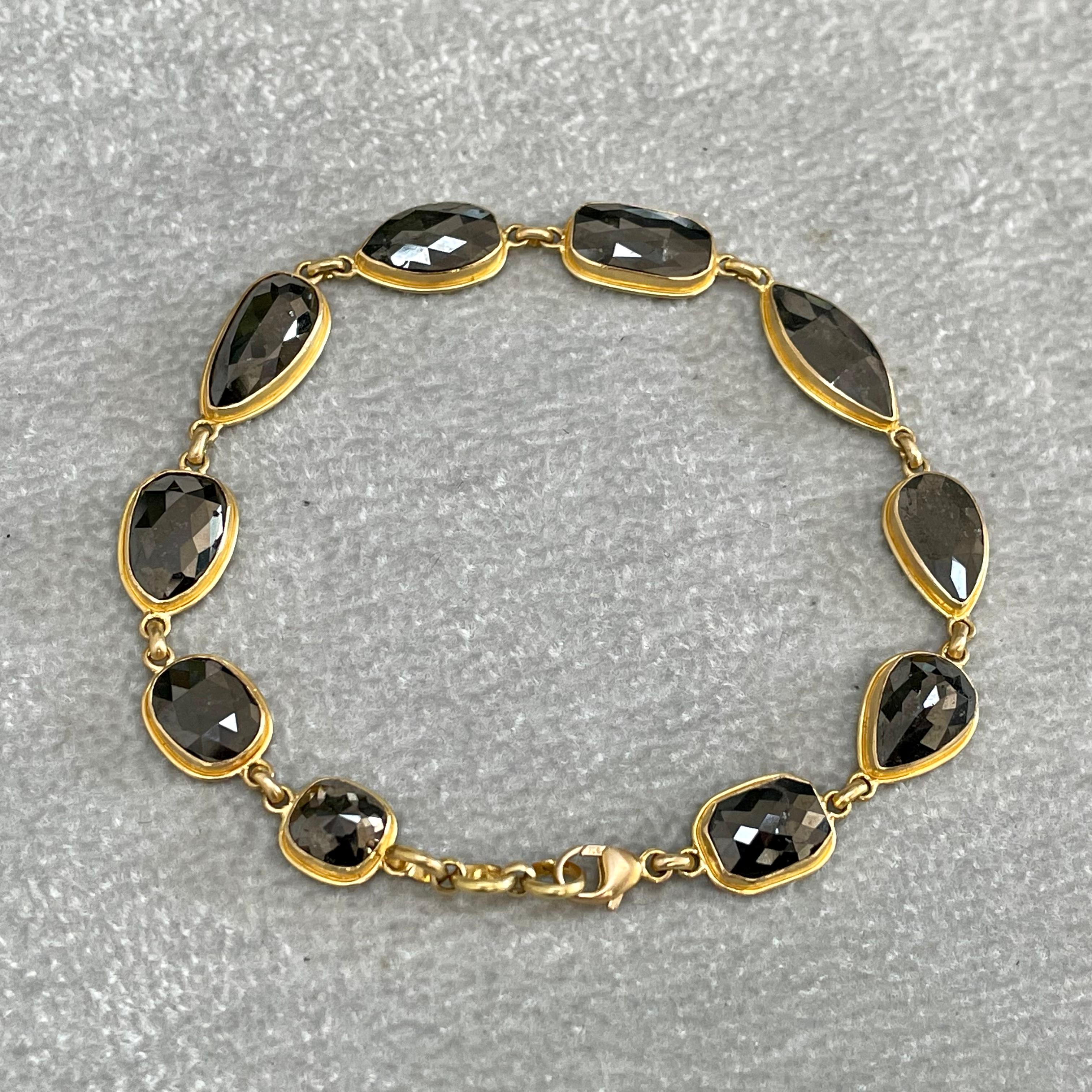Steven Battelle 18.6 Carats Black Diamond 18K Gold Bracelet For Sale 1