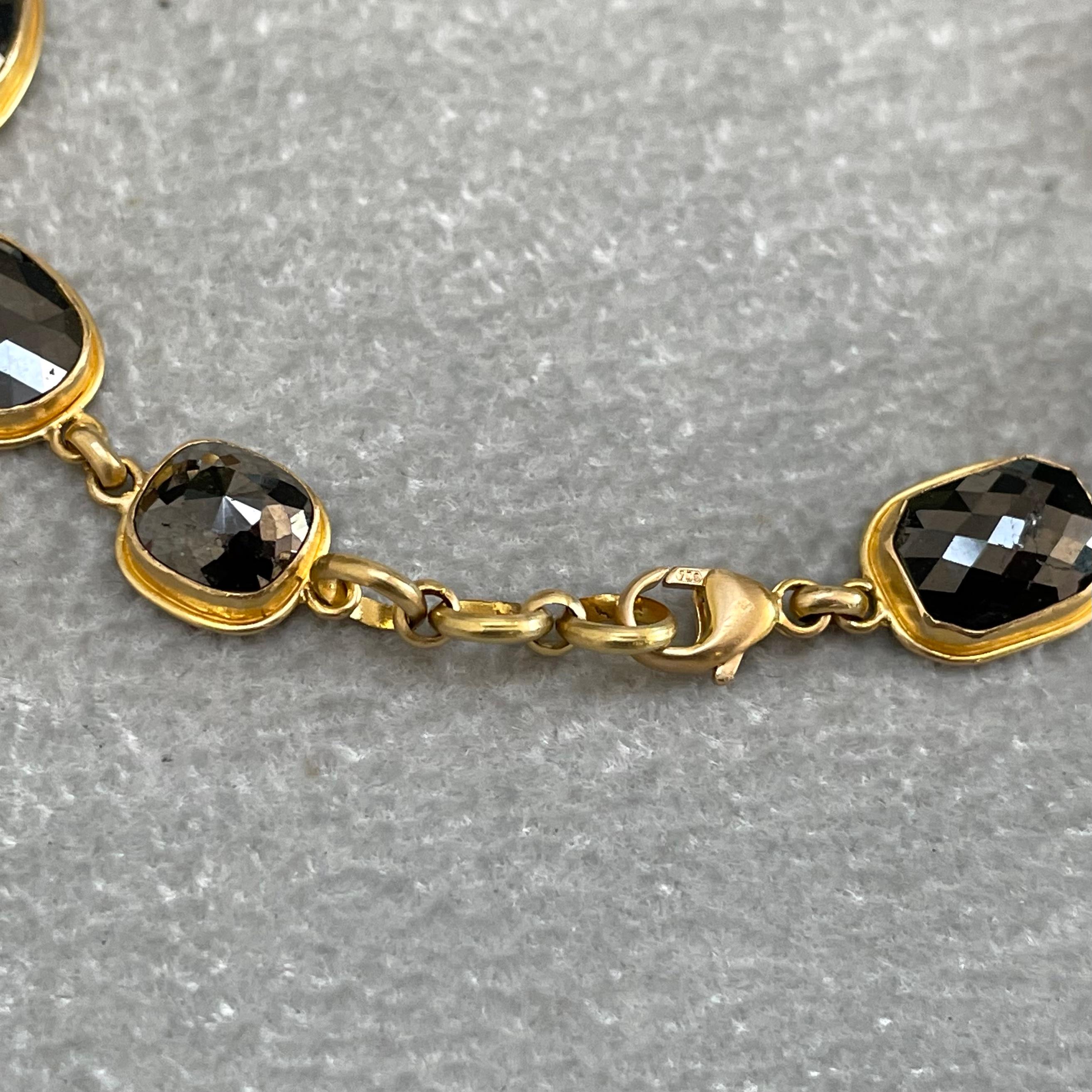 Steven Battelle 18.6 Carats Black Diamond 18K Gold Bracelet For Sale 2