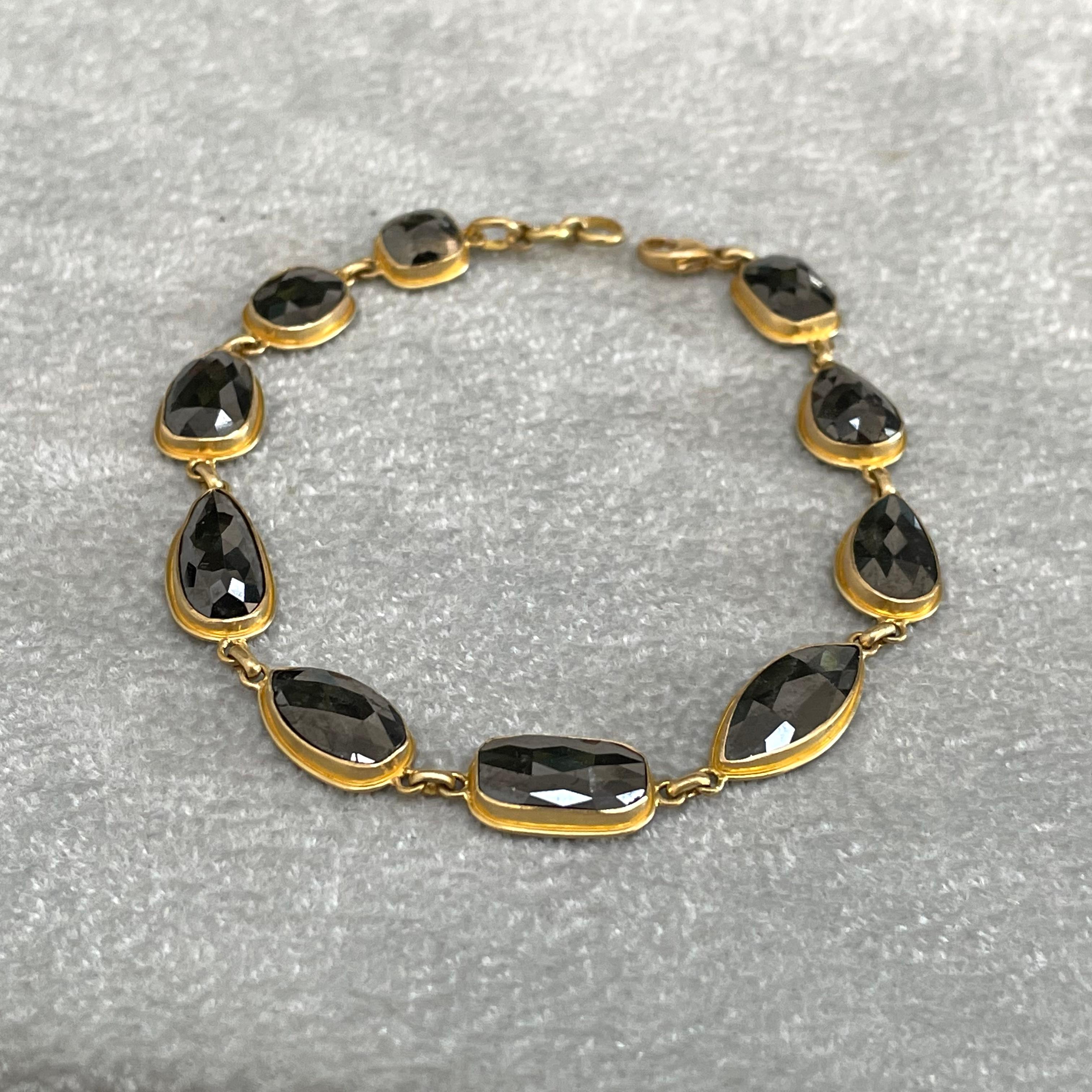 Steven Battelle 18.6 Carats Black Diamond 18K Gold Bracelet For Sale 3