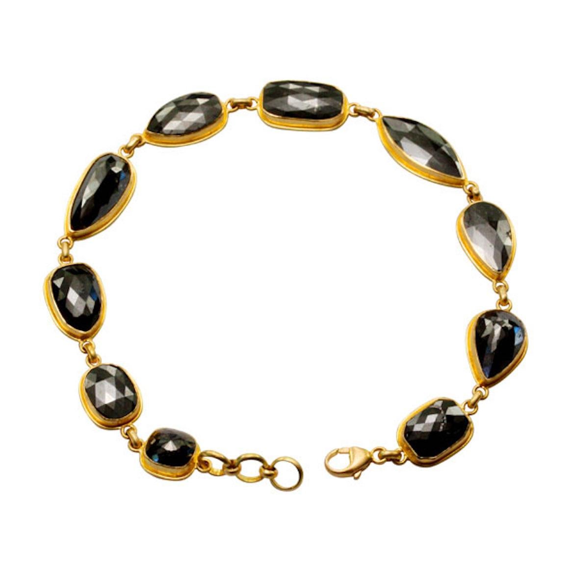 Steven Battelle 18.6 Carats Black Diamond 18K Gold Bracelet For Sale