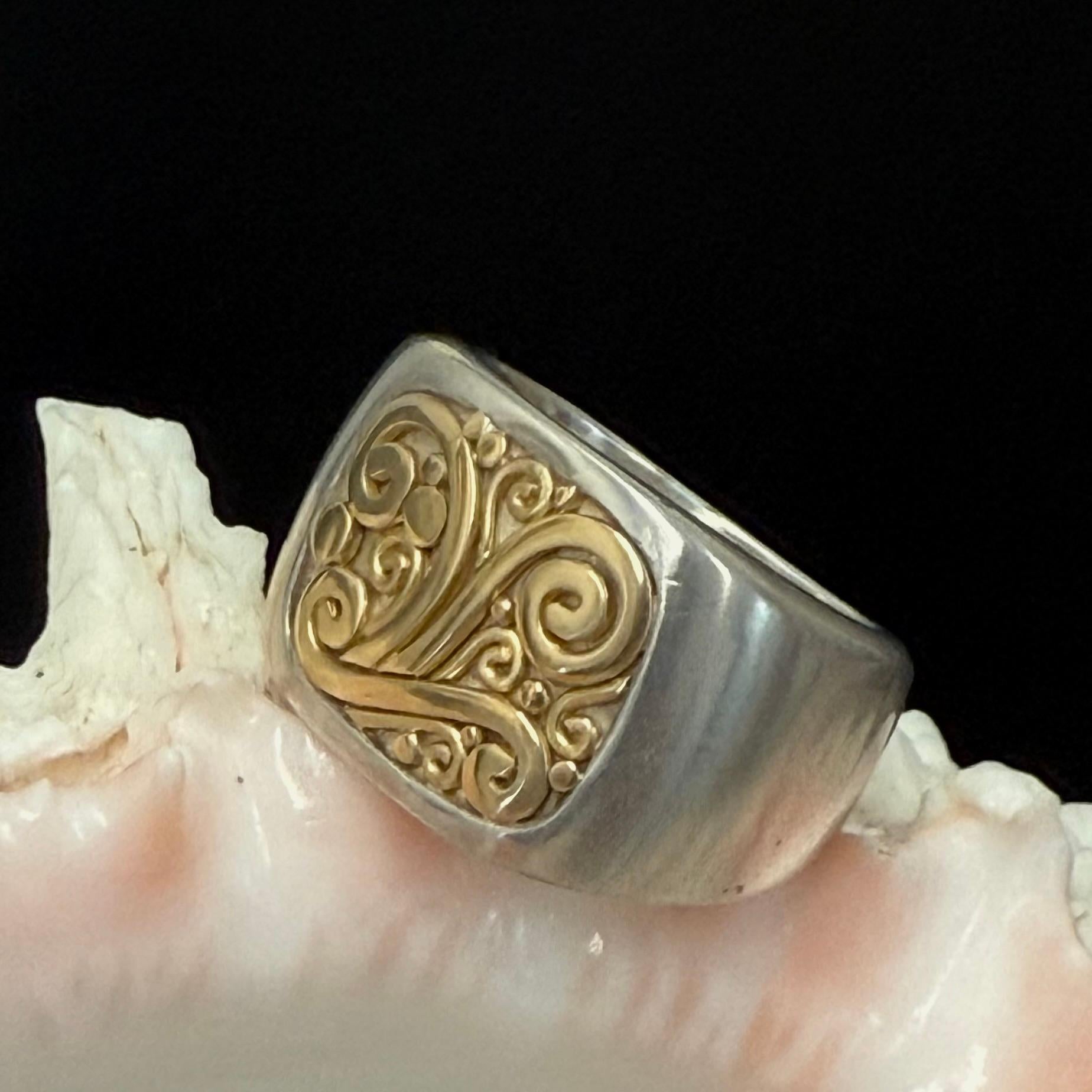 Steven Battelle Anello in argento sterling con intarsio a filo d'oro 18 carati in vendita 5