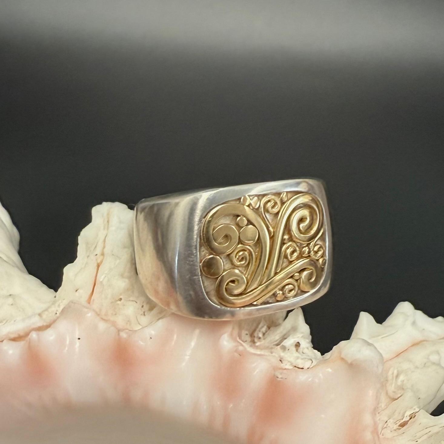 Steven Battelle Anello in argento sterling con intarsio a filo d'oro 18 carati in vendita 6