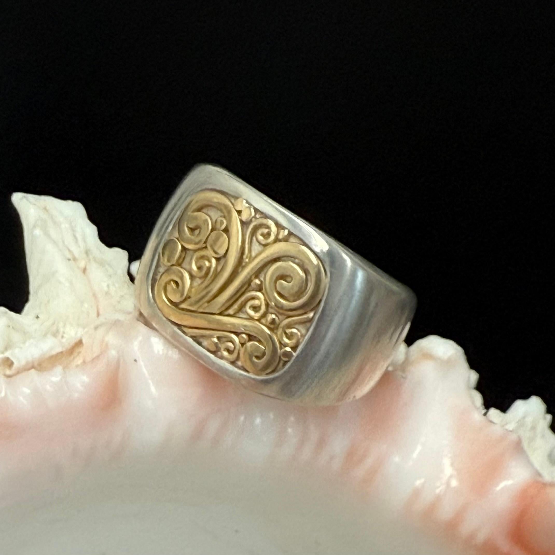Steven Battelle Anello in argento sterling con intarsio a filo d'oro 18 carati in vendita 7