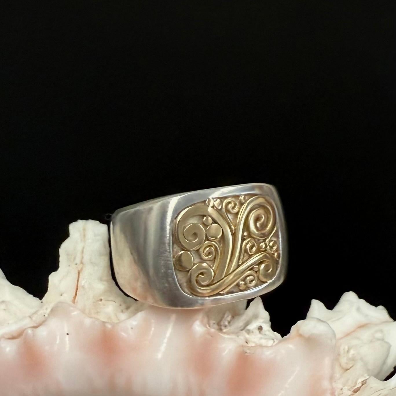 Steven Battelle Anello in argento sterling con intarsio a filo d'oro 18 carati in vendita 8