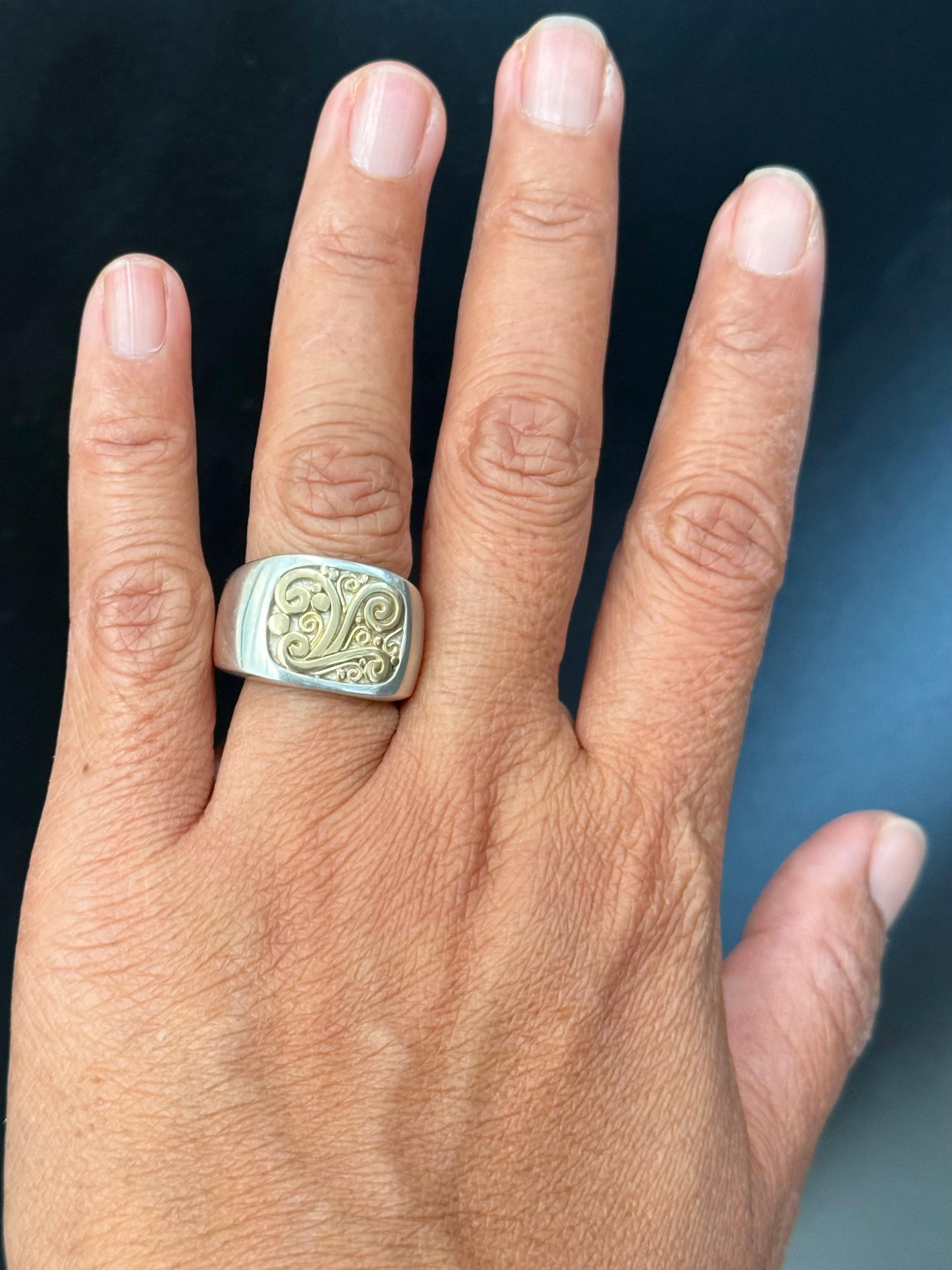 Steven Battelle Anello in argento sterling con intarsio a filo d'oro 18 carati in vendita 9
