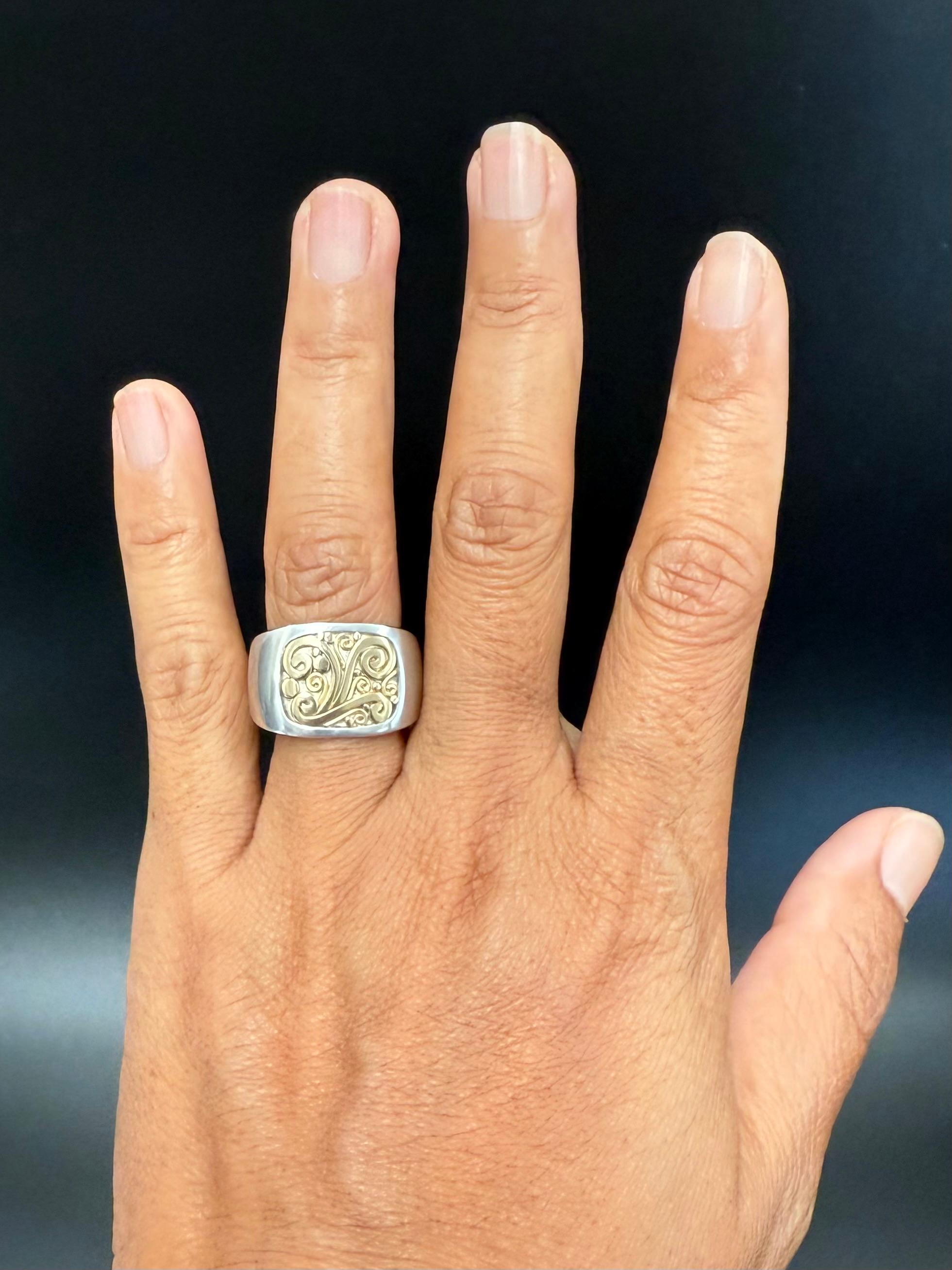 Steven Battelle Anello in argento sterling con intarsio a filo d'oro 18 carati in vendita 10