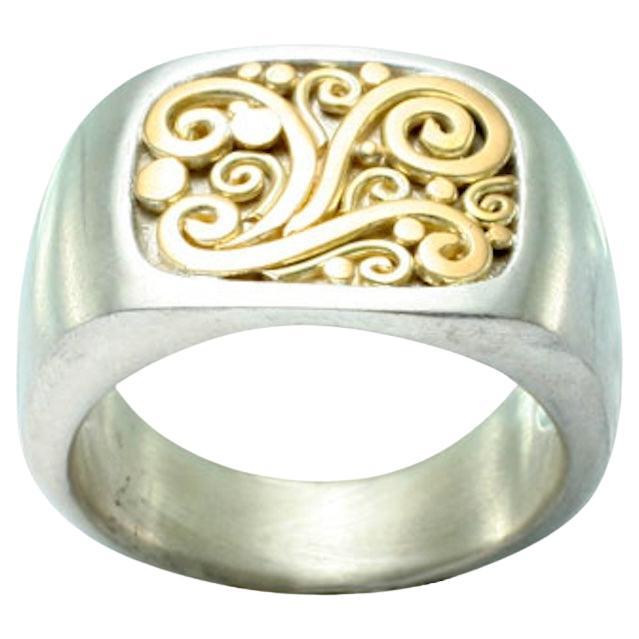 Steven Battelle 18K Gold Wire Inlay Sterling Silver Ring