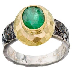 Steven Battelle 1,9 Karat Smaragd Oxidierter Sterling 18K Goldring