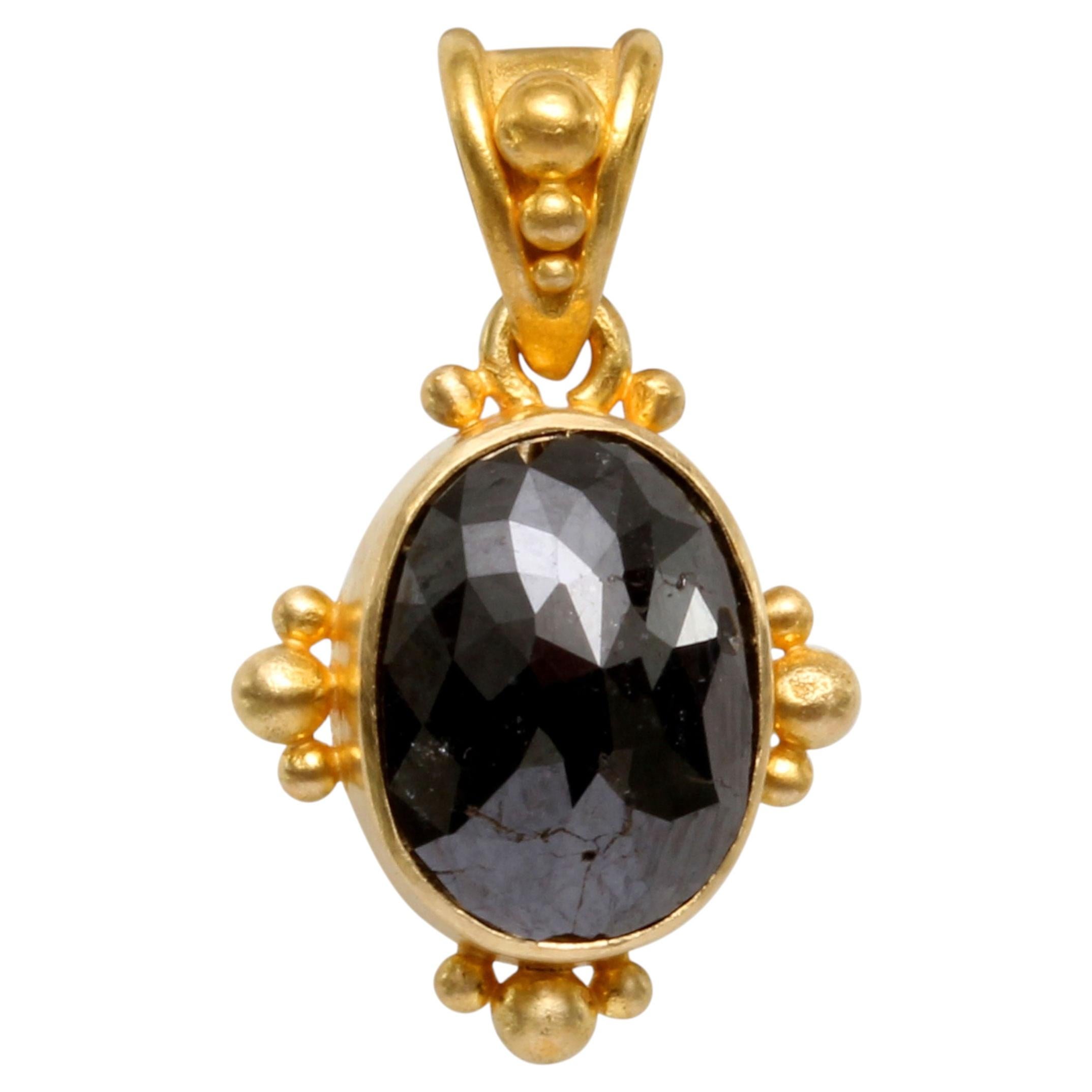 Steven Battelle - Ciondolo in oro 18 carati con diamante nero da 1,9 carati
