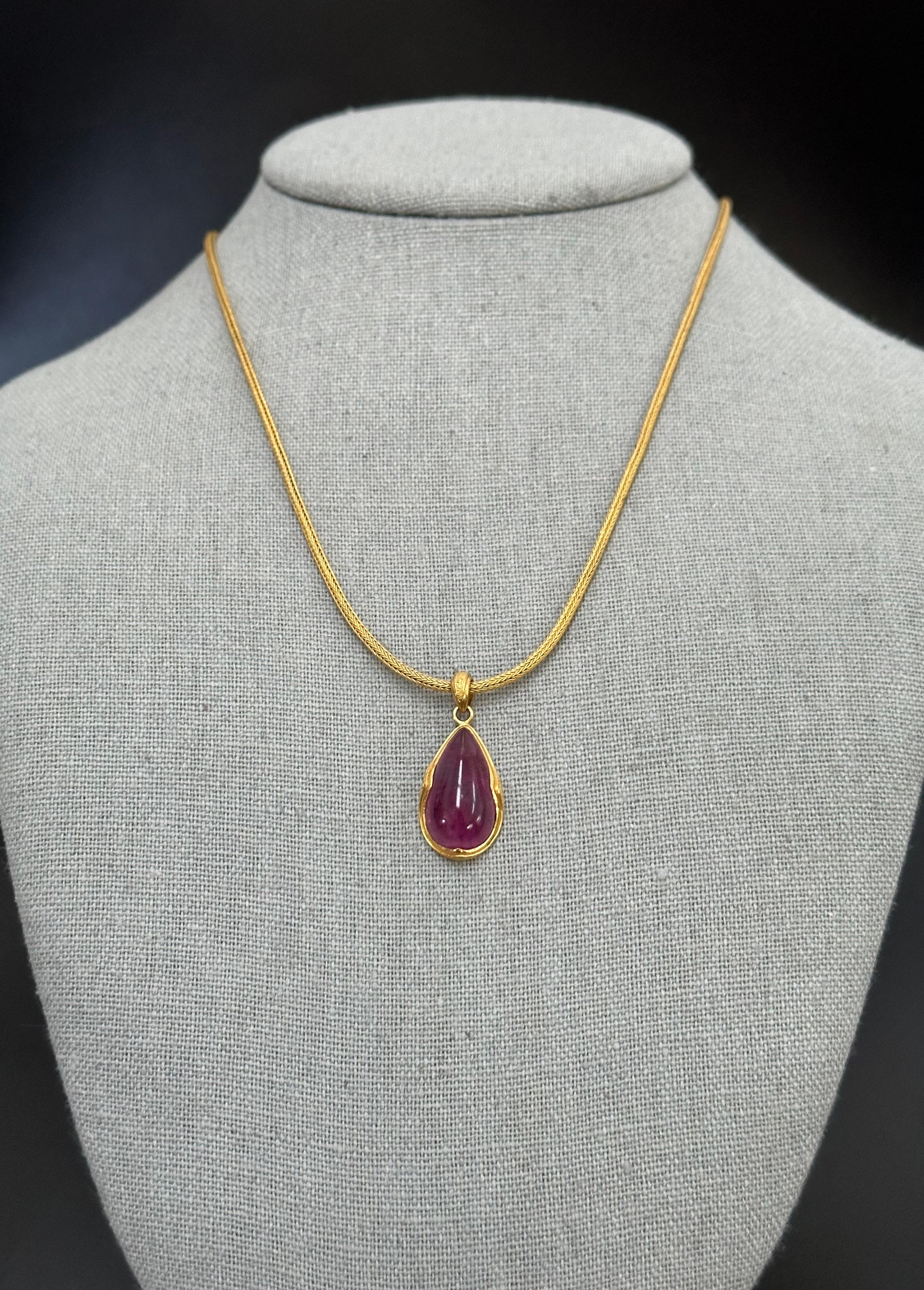 Steven Battelle 19,7 Karat rosa Turmalin 22K Gold Anhänger 5