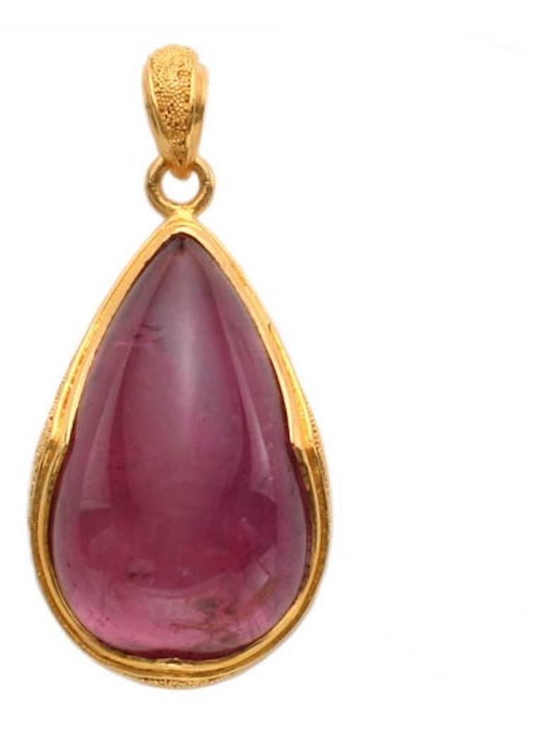Steven Battelle 19,7 Karat rosa Turmalin 22K Gold Anhänger (Zeitgenössisch)