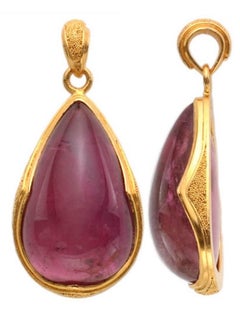 Steven Battelle 19,7 Karat rosa Turmalin 22K Gold Anhänger