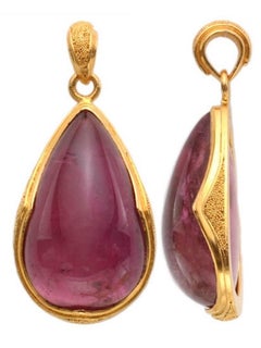 Steven Battelle 19.7 Carats Pink Tourmaline 22K Gold Pendant