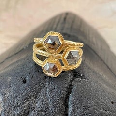 Steven Battelle 2.0 Carats Hexagonal Diamond 18K Gold Ring